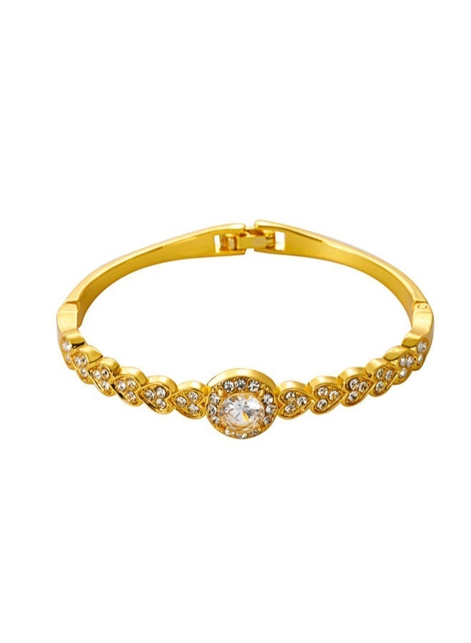 Women's Gold Plated Braided Heart Cubic Zirconia Bracelet - Image 2